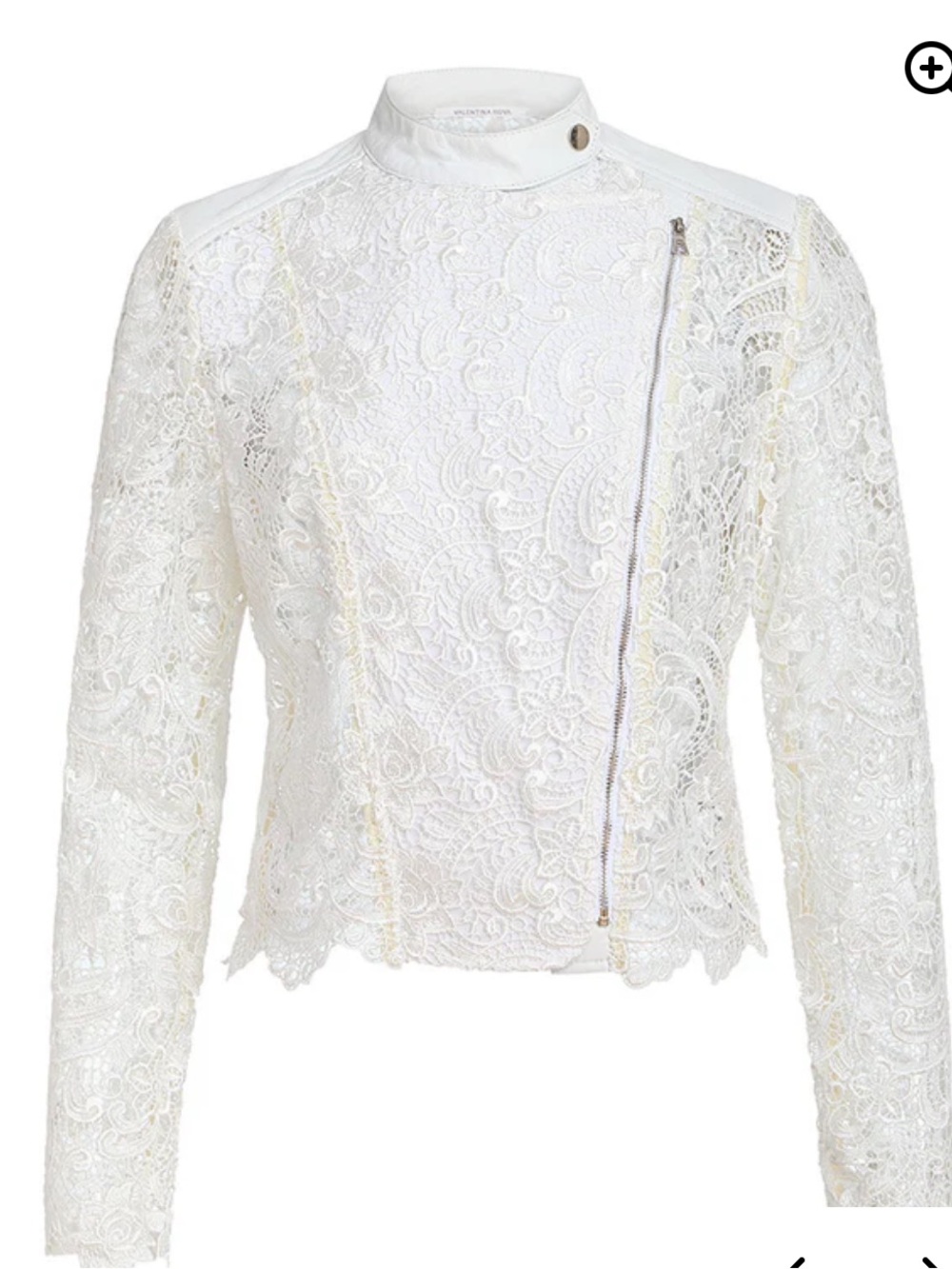 RARE! Valentina Kova Sz S White Lace and LEATHER JACKET